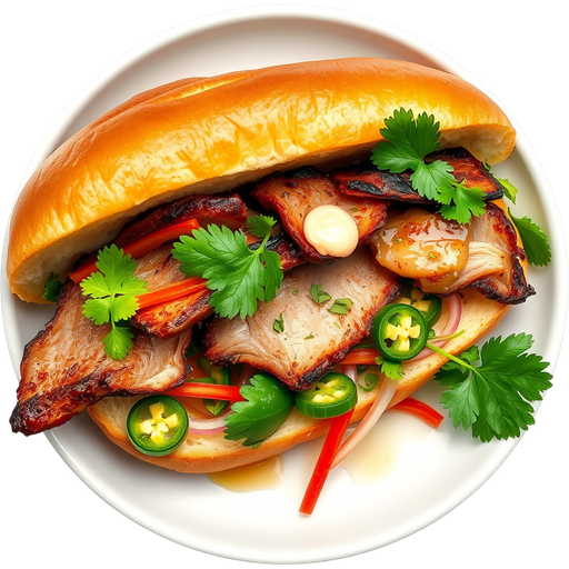 Smoked Cured Pork Belly Banh Mi dish