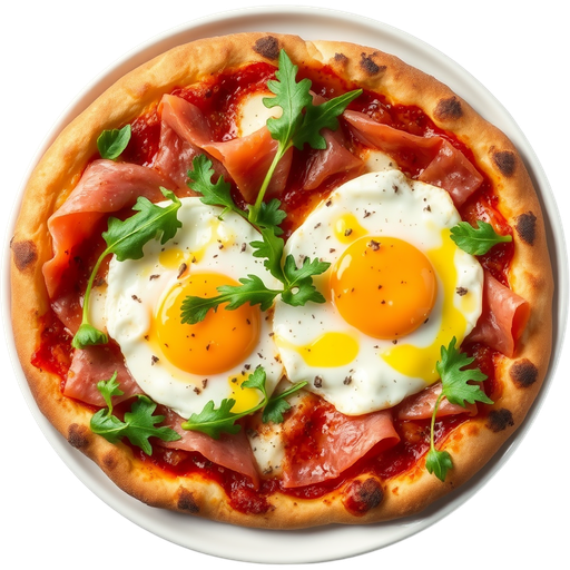 Prosciutto with Egg Pizza dish