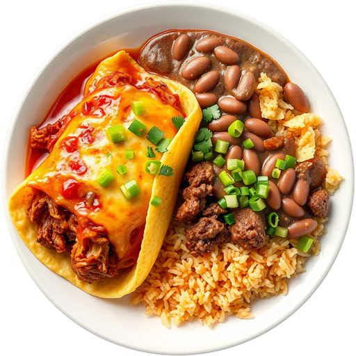 Enchilada and Carne Asada Plate dish