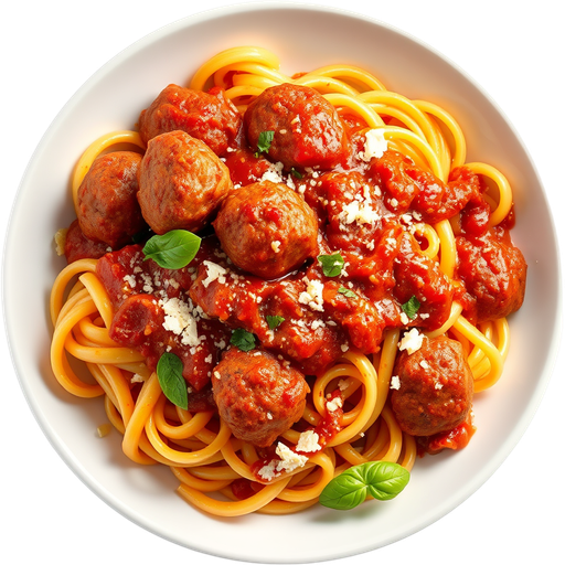 Spicy Rigatoni w/ Meatballs dish