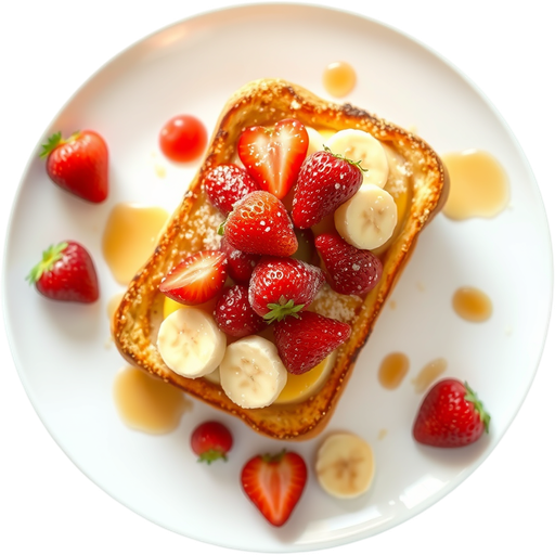 Banana/Strawberry/Honey Mascarpone Stuffed and Crusted French Toast dish