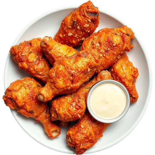 Seasoned and Fried Chicken Wings dish