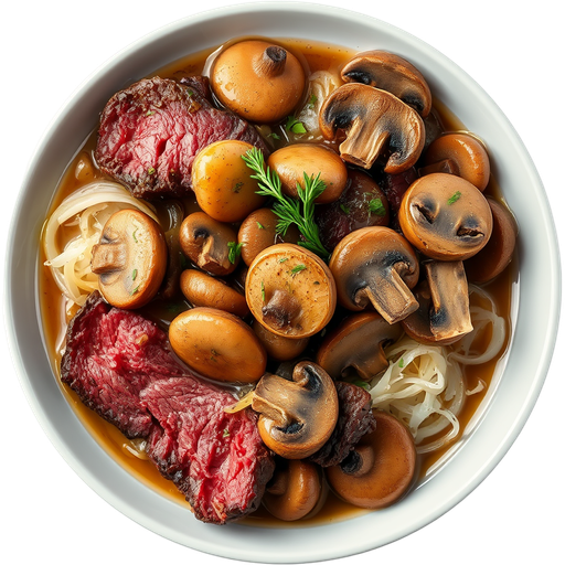 Roast Beef with Mushrooms dish