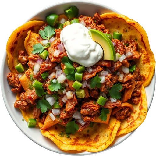 Chilaquiles with Carnitas dish