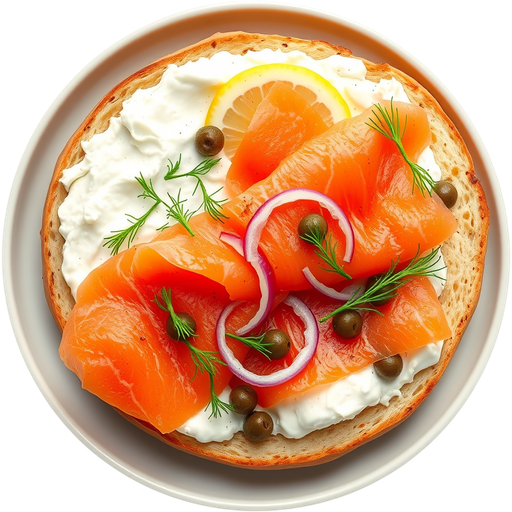 Bagel with Cream Cheese and Smoked Salmon dish