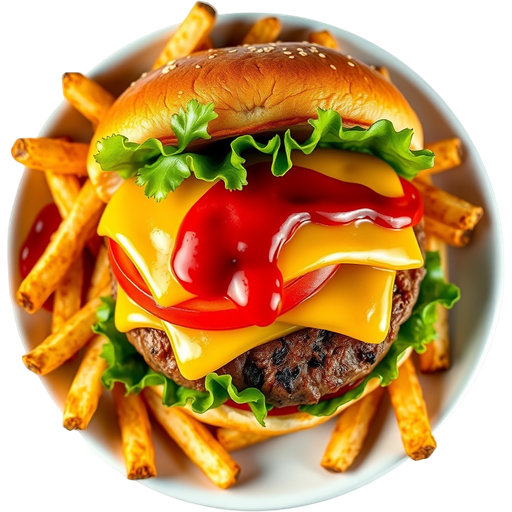 All-American Burger with Fries dish