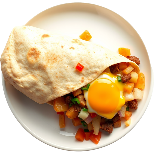 Breakfast Burrito with Chorizo and Egg dish