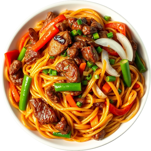 Stir Fried Noodles with Beef dish