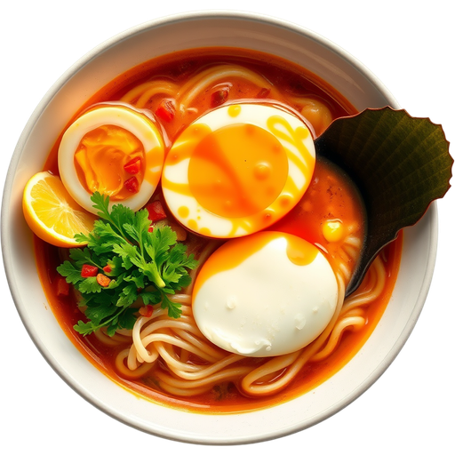 Spicy Tonkotsu with Egg and Corn dish