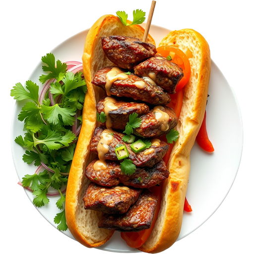 Beef Skewer Banh Mi dish