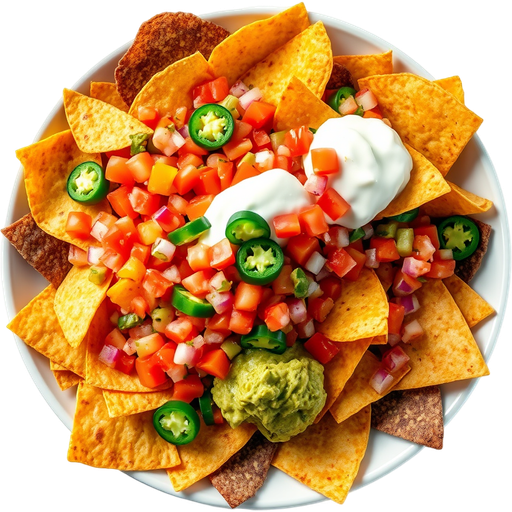 Nachos with Pico de Gallo and Guacamole dish