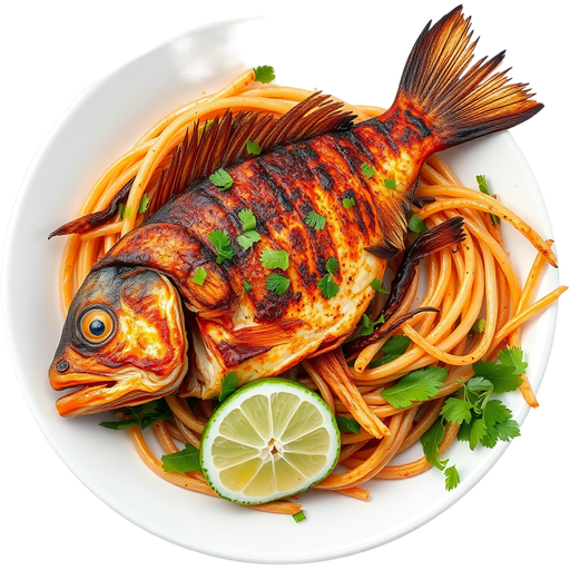 Cá Nướng Crispy Grilled Catfish dish