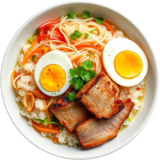 Com Tam with Bi Julienne Pork, Cha Steamed Egg and Thit Nuong Grilled Pork dish