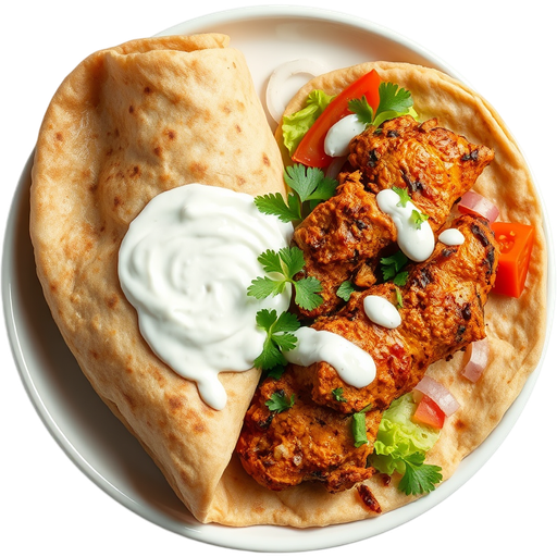 Chicken Tikka Wrap with Paratha dish