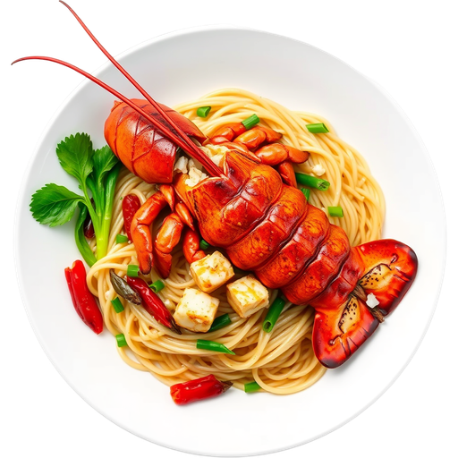 Lobster over Noodles dish
