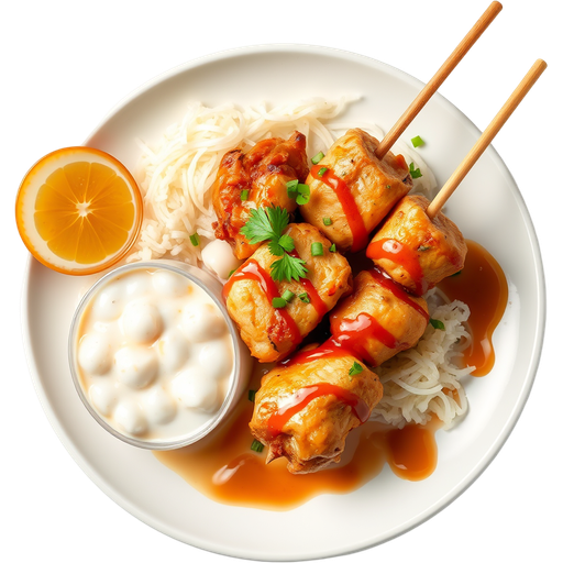 Chicken Satay with Boba Thai Tea dish