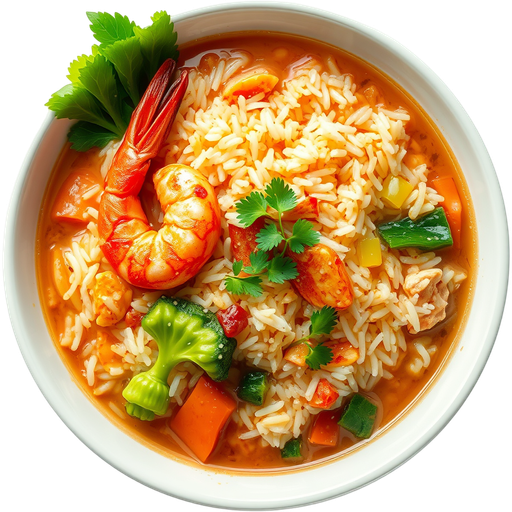 Three Flavors Sizzling Rice Soup dish