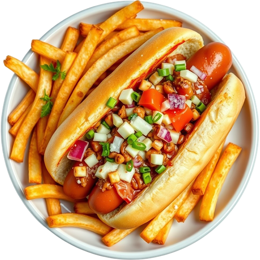 Specialty Hot Dog with Film Strip Fries dish
