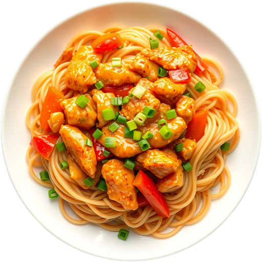 Orange Chicken and Veggie Noodles dish