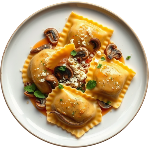 Mushroom Ravioli Appetizer dish