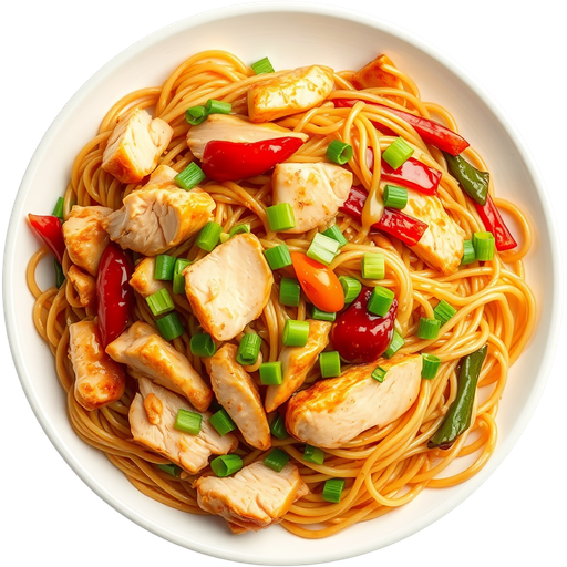 Sliced Chicken Chow Mein dish