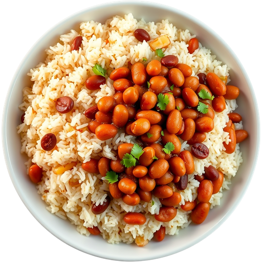 Rice and Fried Beans dish