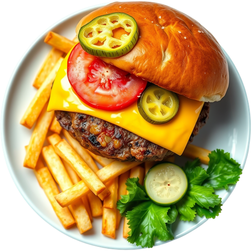 Cheeseburger and Fries dish