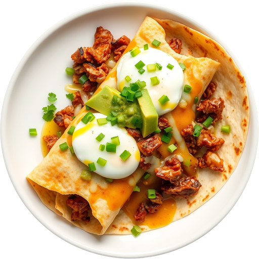 Chilaquiles Burrito with Carnitas dish