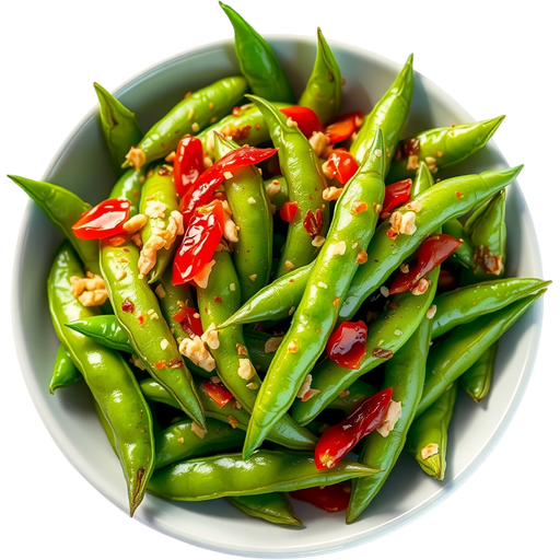 Spicy Garlic Edamame dish