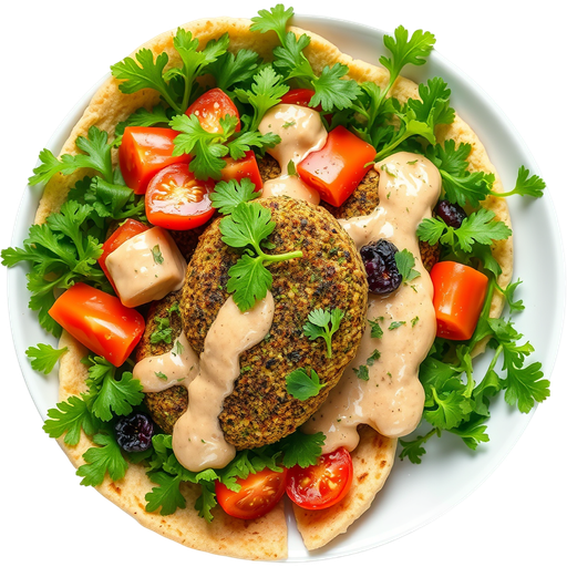 Organic Green Herb Falafel Sando dish