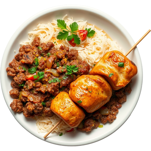 Beef Koobedeh and Chicken Kabob dish
