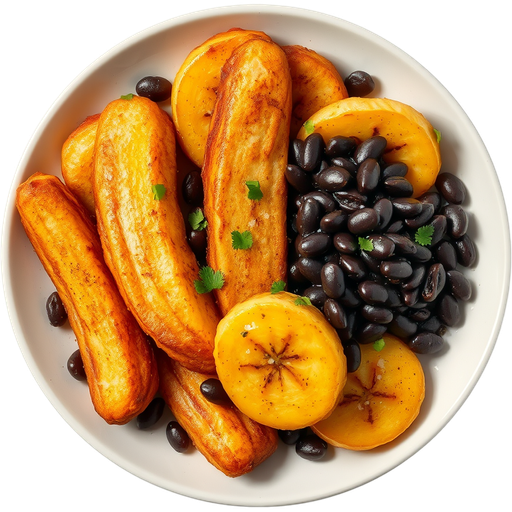 Platanos Fritos con Frijol Negro dish