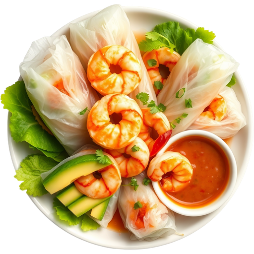 Fresh Spring Rolls with Shrimp and Avocado dish