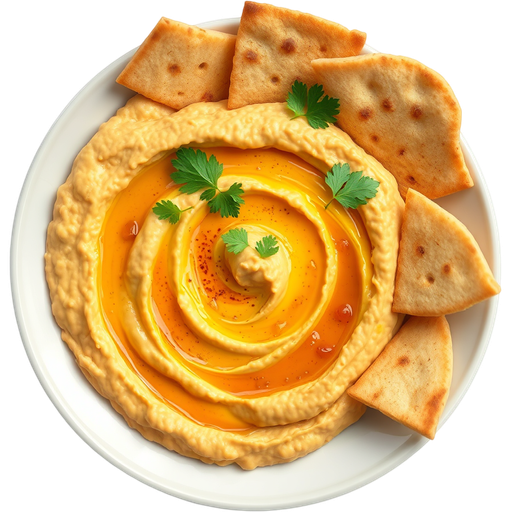 Hummus and Pita Chips dish