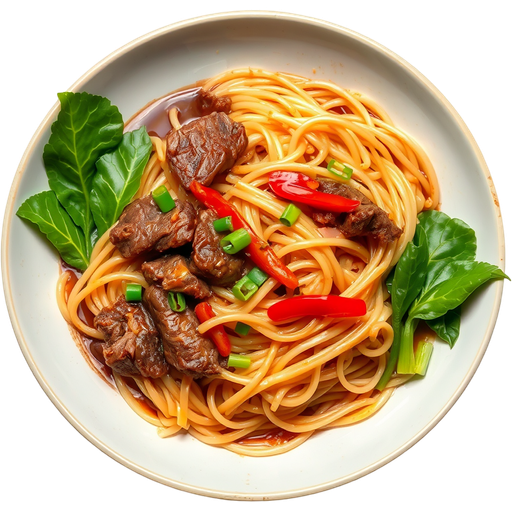 Bo Luc Lac with Noodles dish