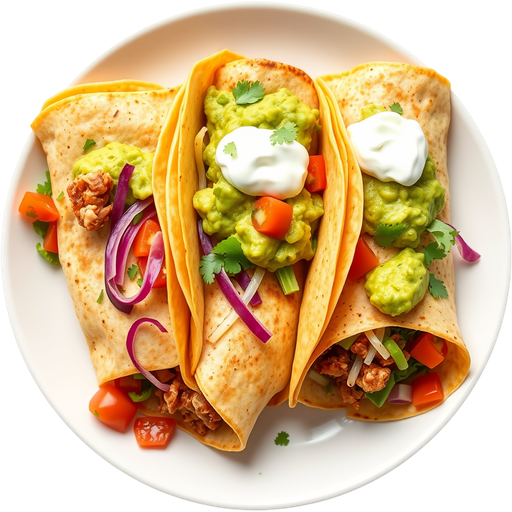 3 Rolled Tacos with Guacamole dish