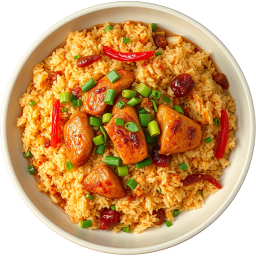 Arroz Chaufa con Pollo ala Brasa dish