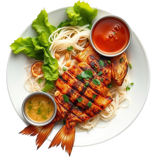 Grilled Catfish with Two Dipping Sauces dish