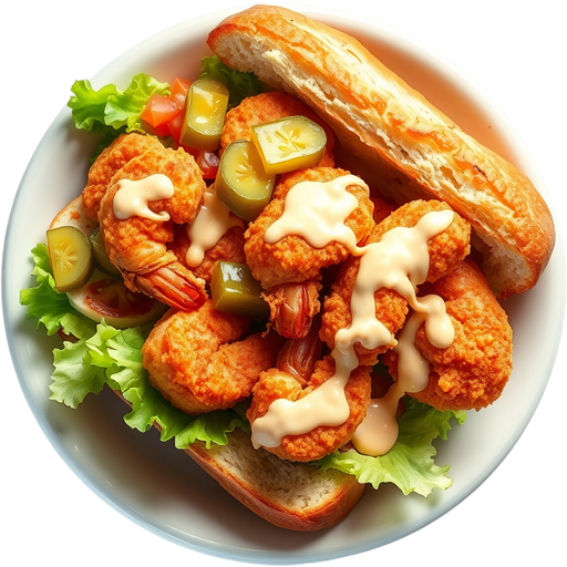 Crescent City Fried Shrimp PoBoy dish