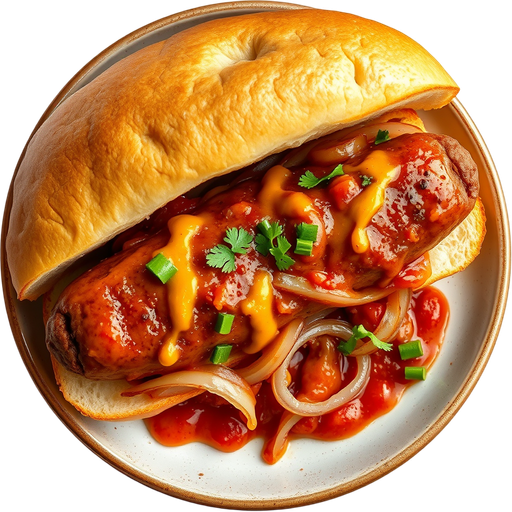Chaurice Spicy Creole Hot Sausage Sandwich dish
