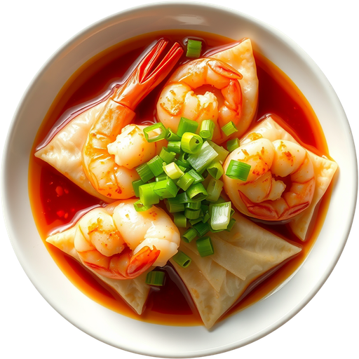 Shrimp Wontons in Spicy Sauce dish