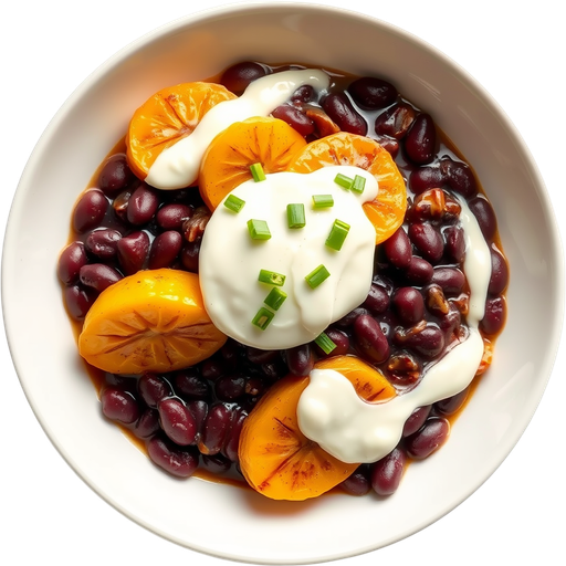 Platanos with Beans/Crema dish