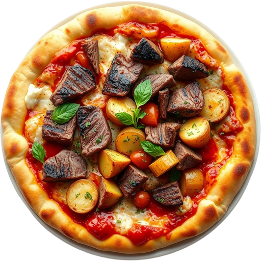 Grilled Steak & Potato Pizza dish