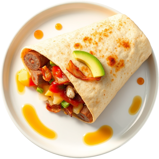 Sausage and Bacon Breakfast Burrito dish