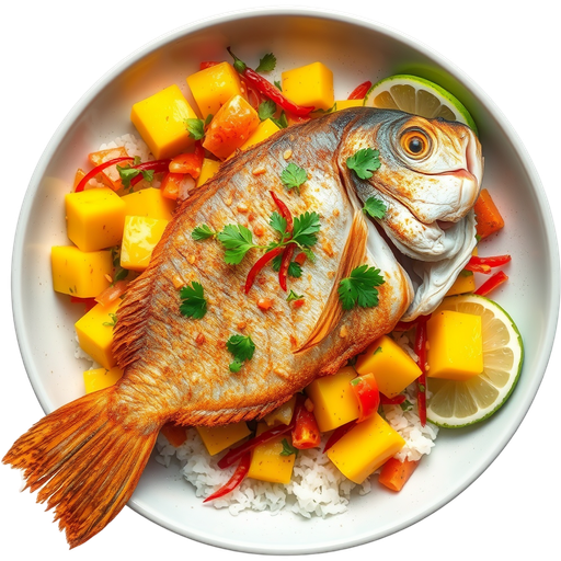 Crispy Fish with Mango Salad dish