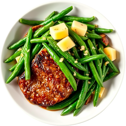 Filet Mignon and Garlic Green Beans dish
