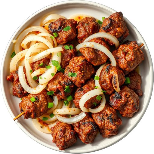 Charbroiled Ground Beef Kabob Koobideh dish