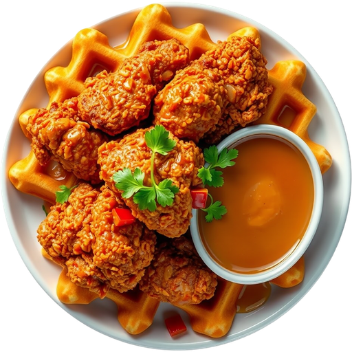 Thai Style Fried Chicken and Waffle dish