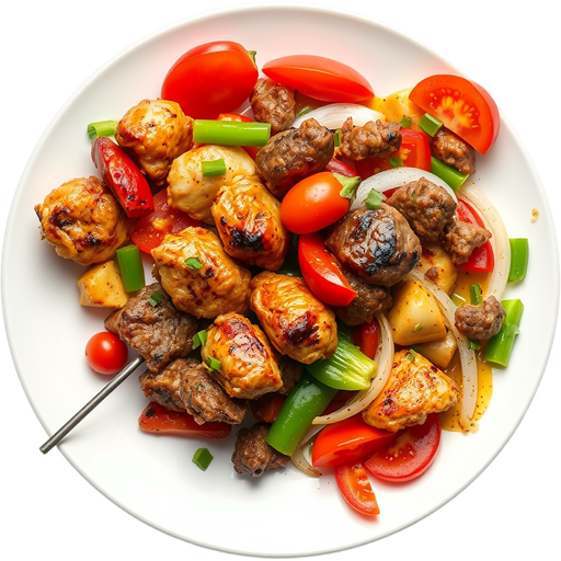 Chicken and Beef Kabob Plate dish