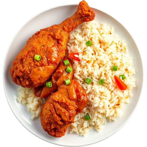 Fried Chicken and Rice Plate dish